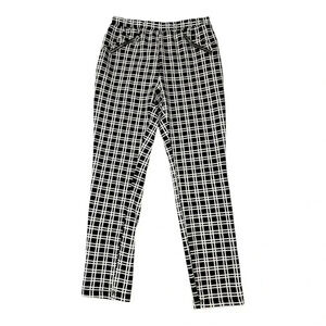 Adrienne Vittadini Women's Medium Black & White Plaid‎ Ankle Pants Casual